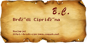Bródi Cipriána névjegykártya